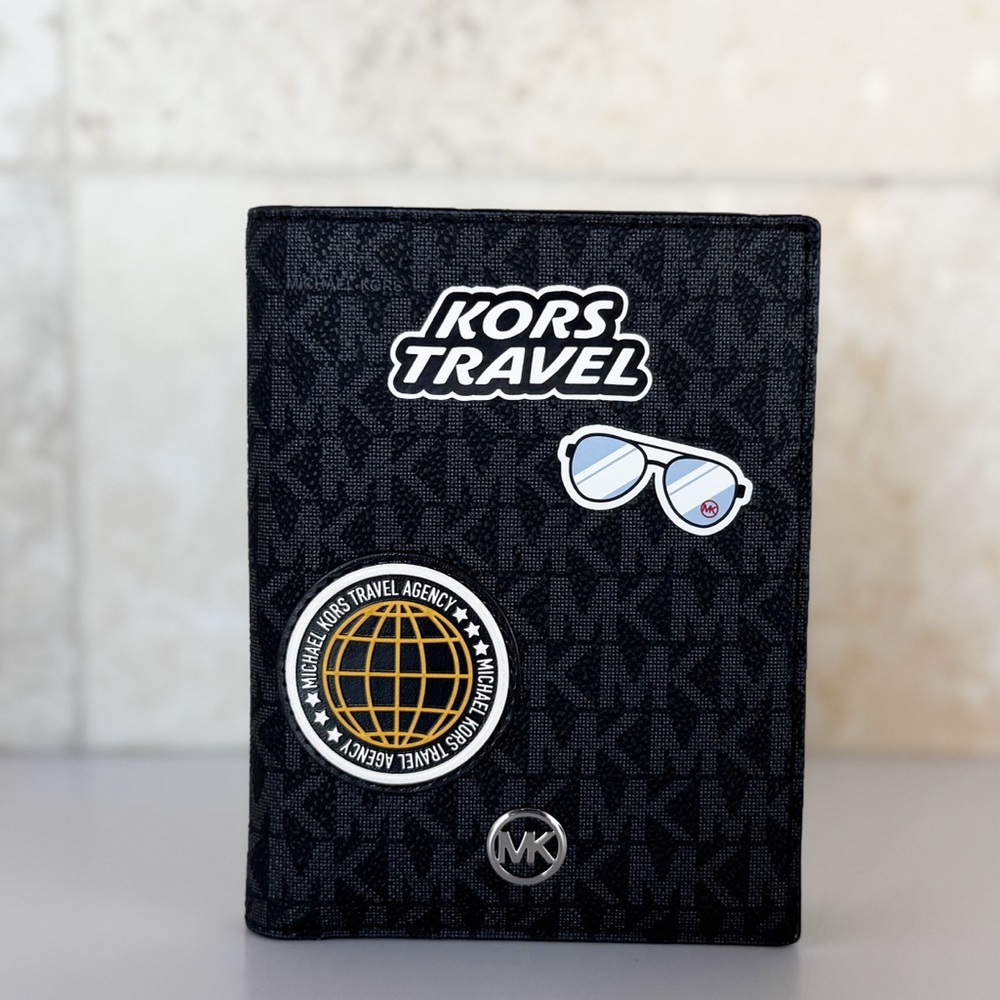 Michael Kors Jet Set Travel Passport Case Wallet MK Black